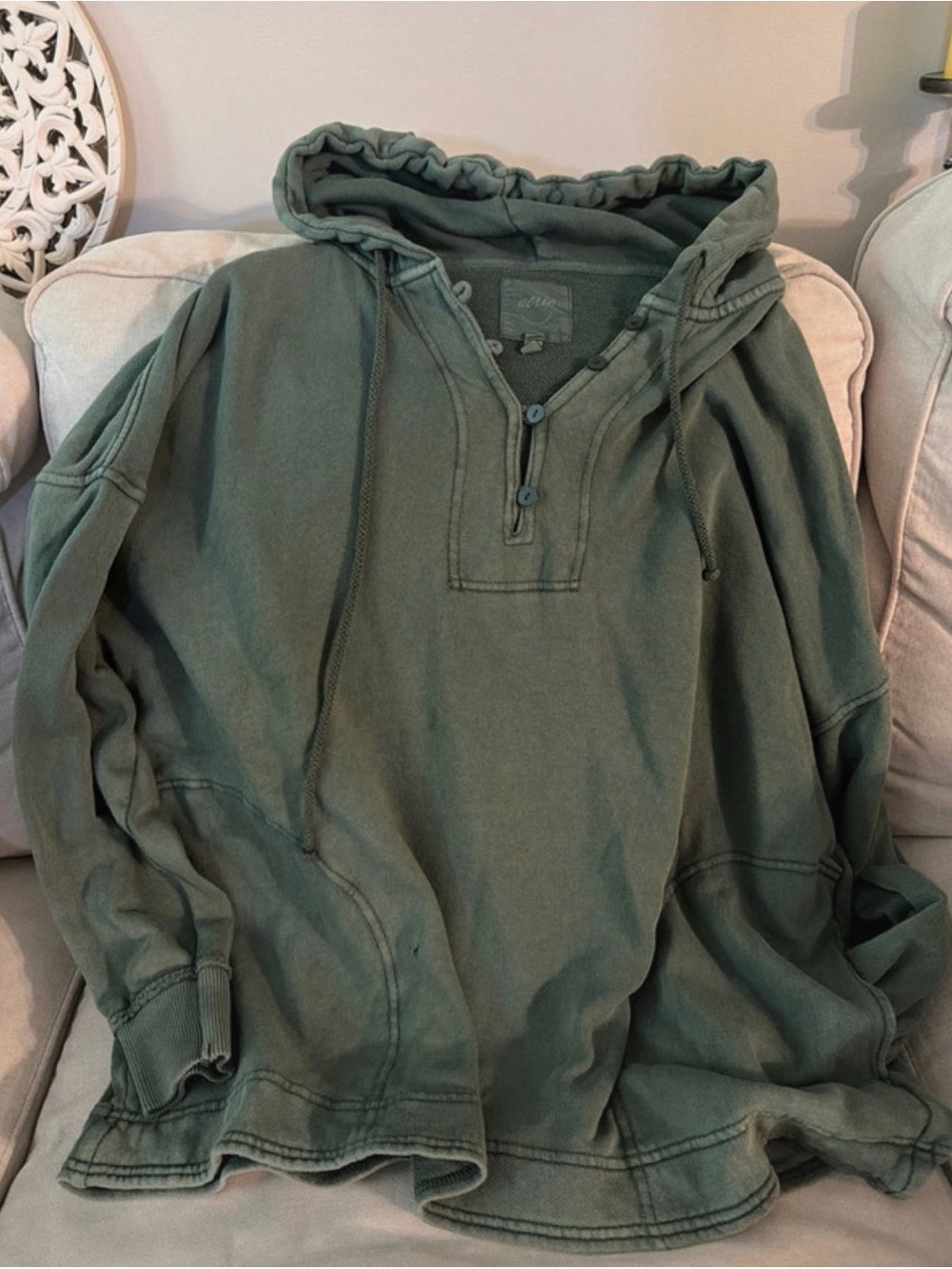Aerie Hunter Green Oversized Comfy Hoodie w/ Pockets, Women’s Small, Tiny Hole!